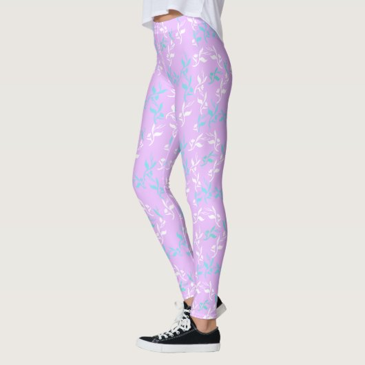 Funky Pastel Color Leaft Pattern-Leggings Leggings (Links)