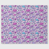 Funky Pastel Mushroom Pattern Wrapping Paper Cadeaupapier (Vlak)