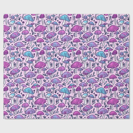 Funky Pastel Mushroom Pattern Wrapping Paper Cadeaupapier (Vlak)