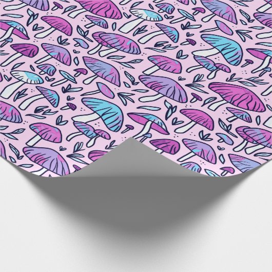 Funky Pastel Mushroom Pattern Wrapping Paper Cadeaupapier (Hoek)