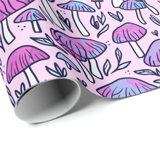 Funky Pastel Mushroom Pattern Wrapping Paper Cadeaupapier (Rol Hoek)