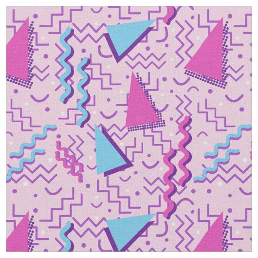 Funky Pastel Pink Memphis Design Stof (Close Up)