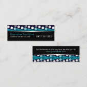 Funky Pattern Blauwgroen White op Black Visitekaar Mini Visitekaartje (Voorkant / Achterkant)