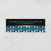 Funky Pattern Blauwgroen White op Black Visitekaar Mini Visitekaartje (Achterkant)