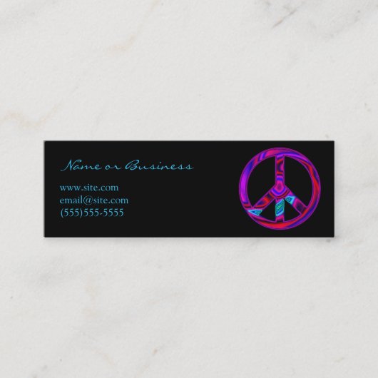 Funky Peace Symbol Mini Visitekaartje (Voorkant)