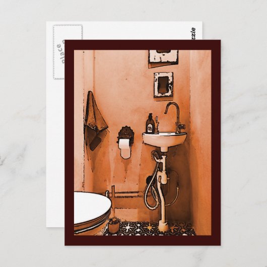 Funky Peachy Bathroom Briefkaart (Voorkant / Achterkant)