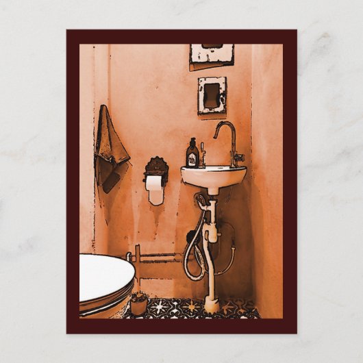 Funky Peachy Bathroom Briefkaart (Voorkant)