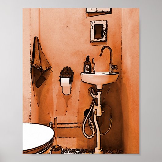 Funky Peachy Bathroom Poster (Voorkant)