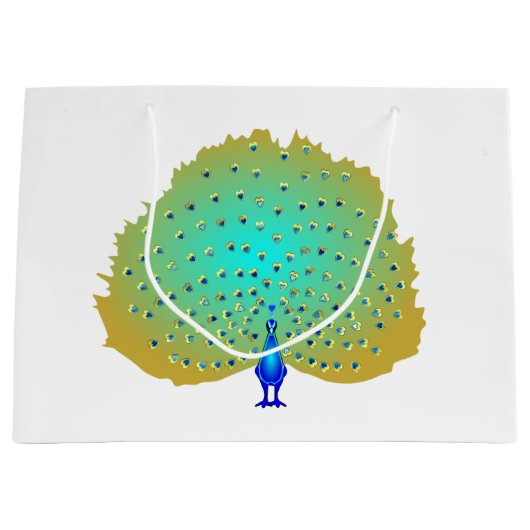 funky Peacock harten ontwerp Groot Cadeauzakje (Voorkant)