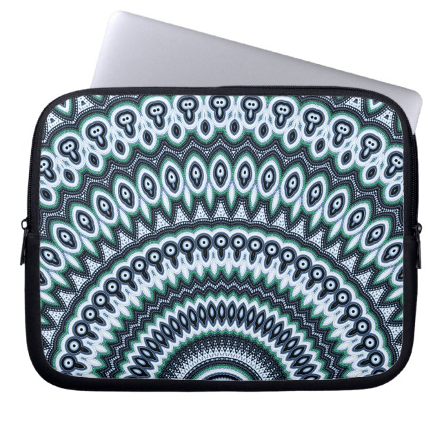 Funky Peacock Mandala-patroonhoes Laptop Sleeve (Voorkant)