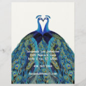 Funky  Peacocks Kissing Letterhead Briefhoofd Ontwerp (Voorkant)