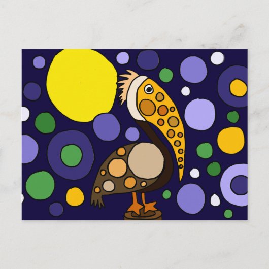 Funky Pelican en Circles Beach Art Briefkaart (Voorkant)