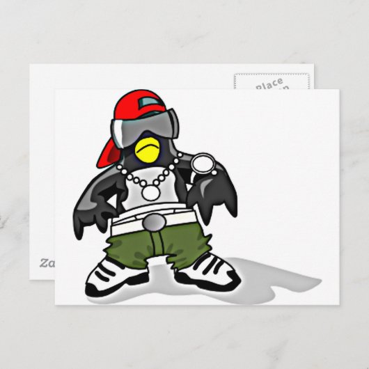 Funky Penguin Briefkaart (Voorkant / Achterkant)