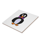 Funky Penguin Wearing Paarse Bow Stropdas Cartoon Tegeltje (Zijkant)