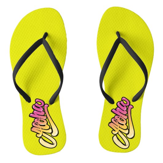 Funky Peridot | Gouden Gele Aloha Beach Teenslippers (Voetbed)
