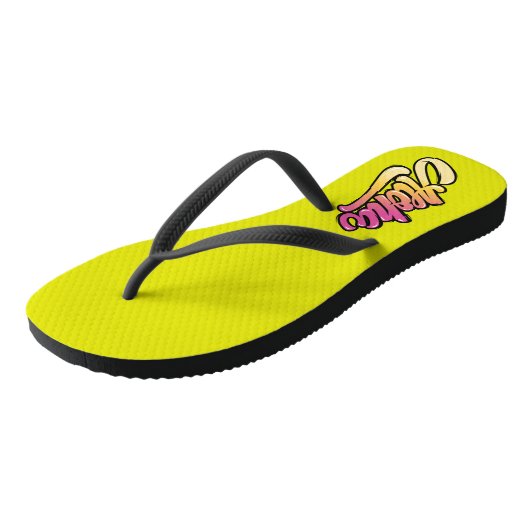 Funky Peridot | Gouden Gele Aloha Beach Teenslippers (Schuin)
