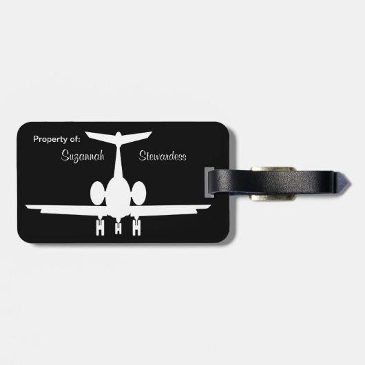 Funky Personalized Airplane Bagagelabel (Achterkant horizontaal)