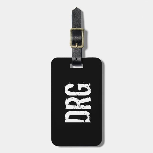 Funky Personalized Bagagelabel in zwart-wit (Voorkant verticaal)