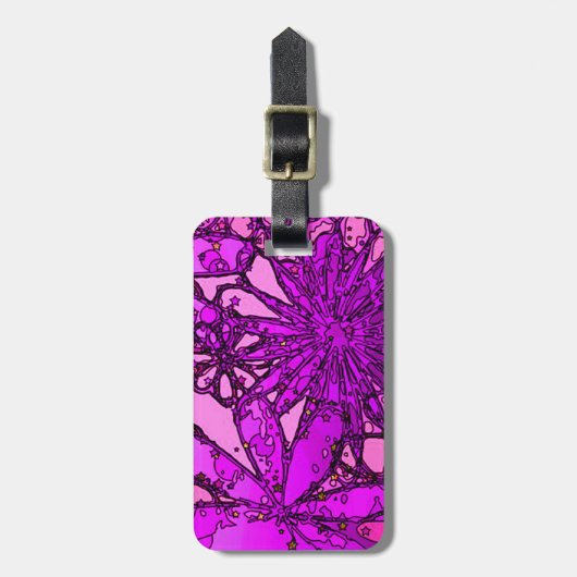 Funky Personalized Purple Flowers Bagagelabel (Voorkant verticaal)