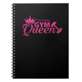 Funky Persoonlijke Hot Pink Faux Glitter Gym Queen Notitieboek