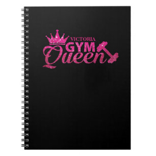 Funky Persoonlijke Hot Pink Faux Glitter Gym Queen Notitieboek