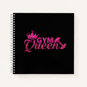 Funky Persoonlijke Hot Pink Faux Glitter Gym Queen Notitieboek