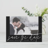 Funky Photo Lijst Casual Onyx Black Elegant Modern Save The Date (Staand voorkant)