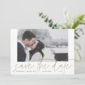 Funky Photo Lijst | Gold Foil Elegant Modern Save The Date (Staand voorkant)