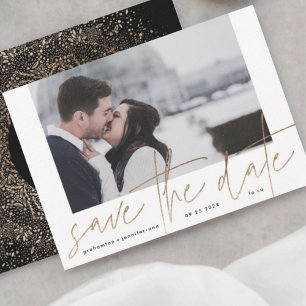 Funky Photo Lijst   Gold Foil Elegant Modern Save The Date