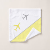 Funky Pilot Aviation Planes Yellow Grey Bad Handdoek (Wasdoekje)