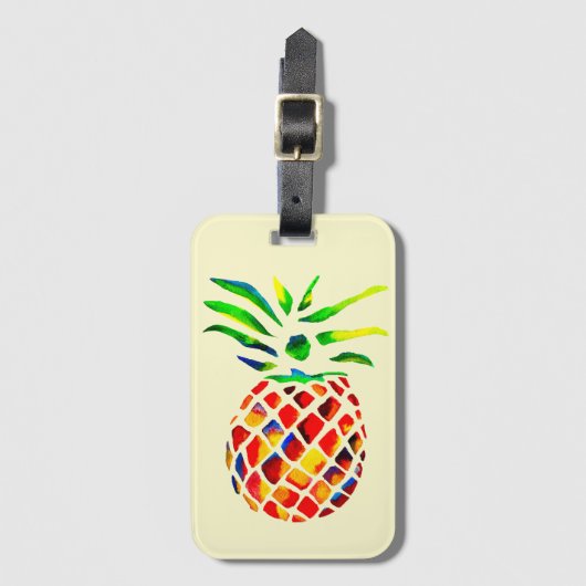 Funky pineappel bagagelabel (Voorkant (verticaal))