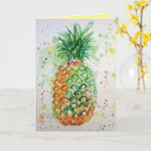 Funky Pineapple Watercolor Verjaardag Kaart (Gele Bloem)