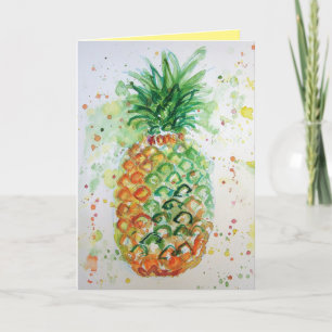 Funky Pineapple Watercolor Verjaardag Kaart
