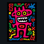 Funky Pink Alien - Neon Pop Art Quirky Monster Poster<br><div class="desc">Helder, gedurfd en funky - deze roze alien is een eigenzinnig monster vol neonenergie. Omgeven door speelse doodles en gloeiende vormen, is het een must-have voor pop kunstliefhebbers en iedereen die houdt van funky en kleurrijke interieur.</div>