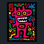 Funky Pink Alien - Neon Pop Art Quirky Monster Poster<br><div class="desc">Helder,  gedurfd en funky - deze roze alien is een eigenzinnig monster vol neonenergie. Omgeven door speelse doodles en gloeiende vormen,  is het een must-have voor pop kunstliefhebbers en iedereen die houdt van funky en kleurrijke interieur.</div>