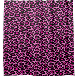 Funky Pink and Black Leopard Print Douchegordijn