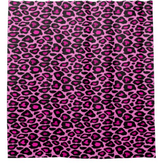 Funky Pink and Black Leopard Print Douchegordijn (Voorkant)
