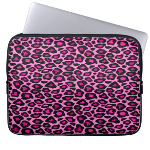 Funky Pink and Black Leopard Print Laptop Sleeve
