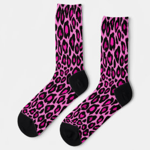 Funky Pink and Black Leopard Print Sokken