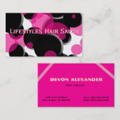 Funky Pink and Black Polka Dots Visitekaartje (Voorkant / Achterkant)