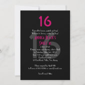 Funky Pink and Black Sweet 16 Birthday Invitation Kaart (Voorkant)