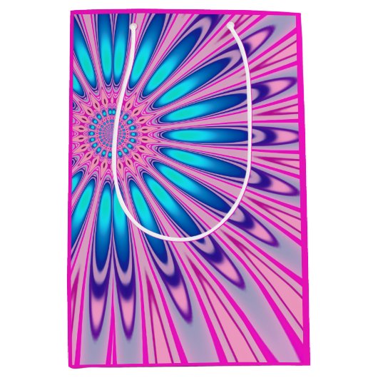 Funky Pink Blue Groovy Medium Cadeauzakje (Voorkant)