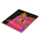 Funky Pink Cat Painting Tegeltje (Zijkant)