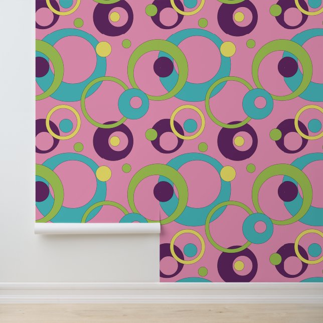 Funky Pink Circles Behang (Applicatie)