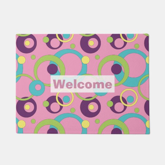 Funky Pink Circles Doormat Deurmat (Voorkant)