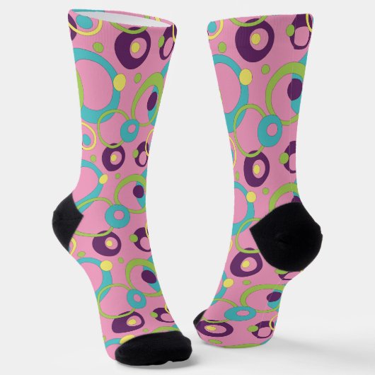 Funky Pink Circles Houndstooth Sokken (Gebogen)