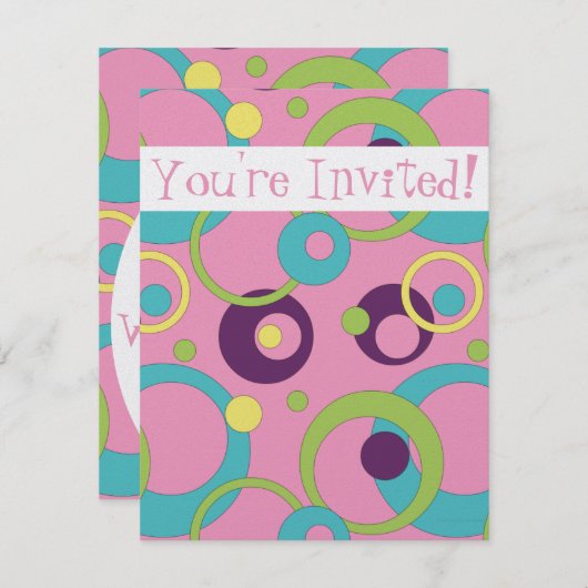 Funky Pink Circles Kaart (Voorkant / Achterkant)