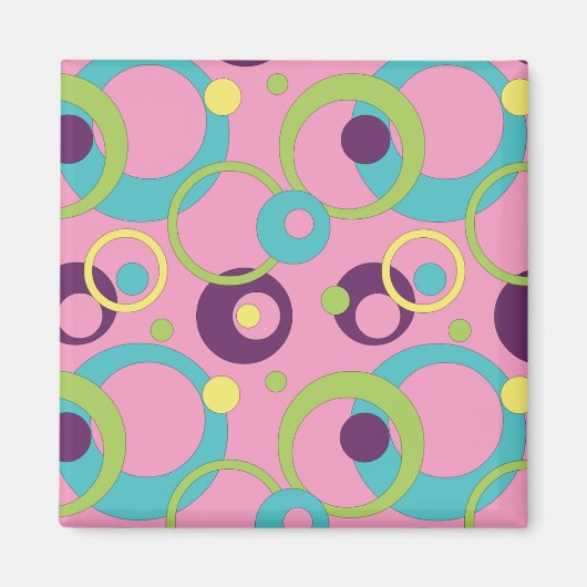Funky Pink Circles Magnet (Voorkant)