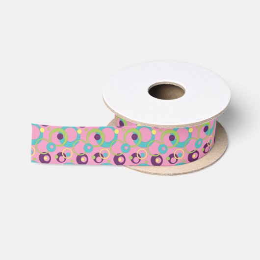 Funky Pink Circles Ribbon Satijnen Lint (Spoel)