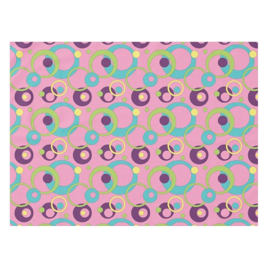 Funky Pink Circles Tafelkleed (Voorkant (Horizontaal))